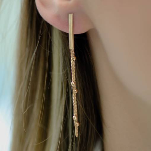 14k Altın Sallantılı Küpe - 2
