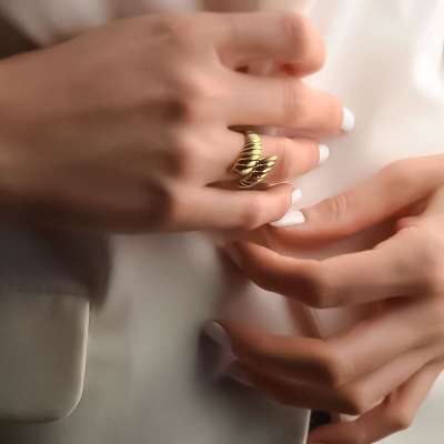 14k Altın Sarmal İstiridye Yüzük - 2