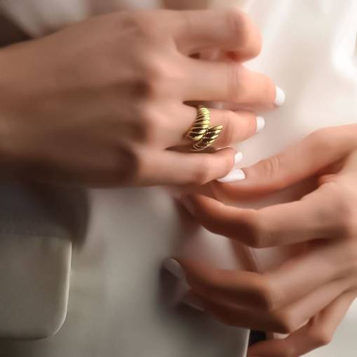 14k Altın Sarmal İstiridye Yüzük - 2