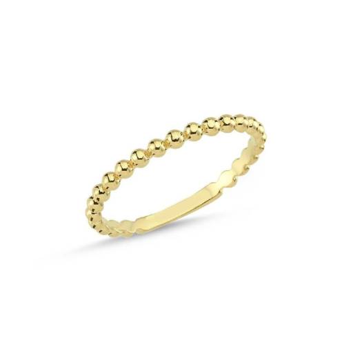 14k Altın Sıralı Top Top Minimal Yüzük - 1