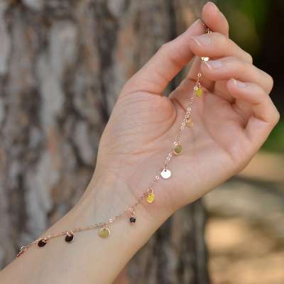 14k Altın Siyah Taşlı Pullu Halhal - 2