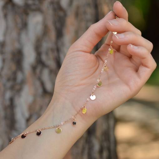 14k Altın Siyah Taşlı Pullu Halhal - 2