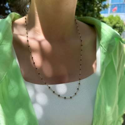 14k Altın Siyah Toplu Kolye - ENGİNGOLD MİH