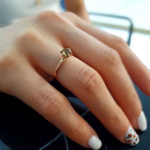 14k Altın Smoky Quartz Taşlı Yüzük - 1