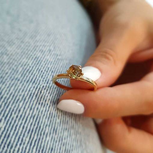 14k Altın Smoky Quartz Taşlı Yüzük - 2