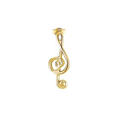 14k Altın Tek Sol Anahtarı Melodi Küpe - ENGİNGOLD