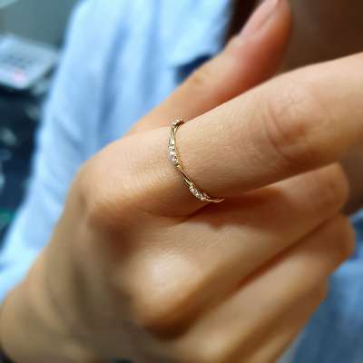 14k Altın Taşlı Burgu Yüzük - 3