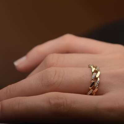 14k Altın Taşlı Gurmet Yüzük - 3