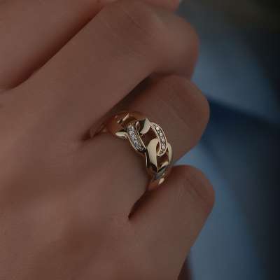 14k Altın Taşlı Halka Gurmet Yüzük - 2