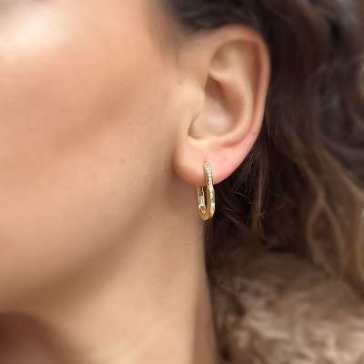 14k Altın Taşlı Halka Küpe - ENGİNGOLD ETO