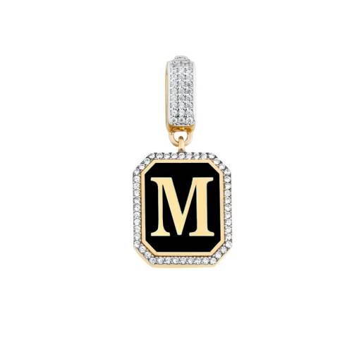 14k Altın Taşlı Harfli Charm Kolye Ucu - 1