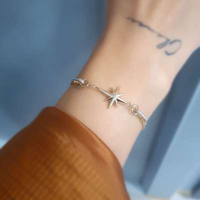 14k Altın Taşlı Kuzey Yıldızı Bileklik - ENGİNGOLD SERİDA