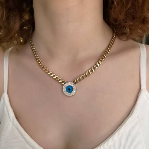 14k Altın Taşlı Nazarlık Kolye - 1