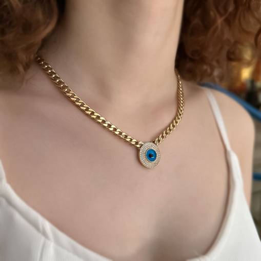 14k Altın Taşlı Nazarlık Kolye - 2