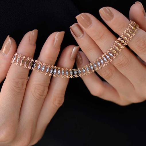 14k Altın Taşlı Patika Zincir Bileklik - 1