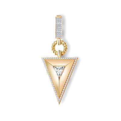 14k Altın Taşlı Piramit Charm Kolye Ucu - 1