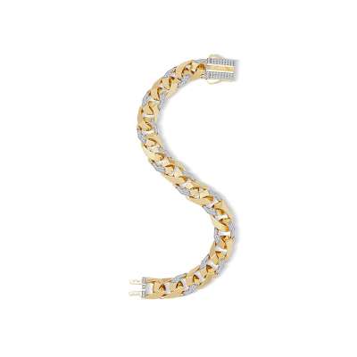 14k Altın Taşlı Piramit Gurmet Zincir Bileklik 11mm - ENGİNGOLD EMA