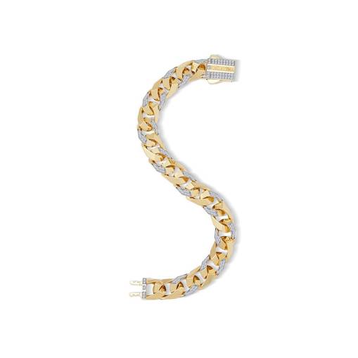 14k Altın Taşlı Piramit Gurmet Zincir Bileklik 11mm - 1