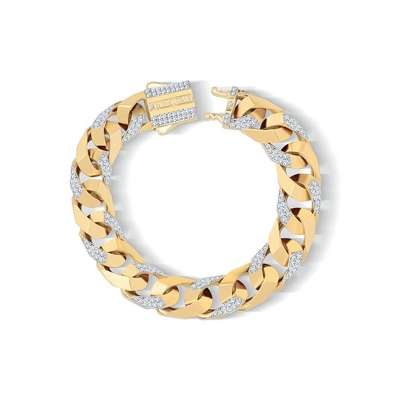 14k Altın Taşlı Piramit Gurmet Zincir Bileklik 11mm - 2