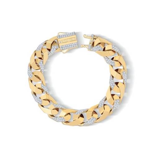 14k Altın Taşlı Piramit Gurmet Zincir Bileklik 11mm - 2