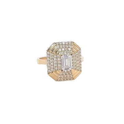 14k Altın Taşlı Piramit Yüzük - 3