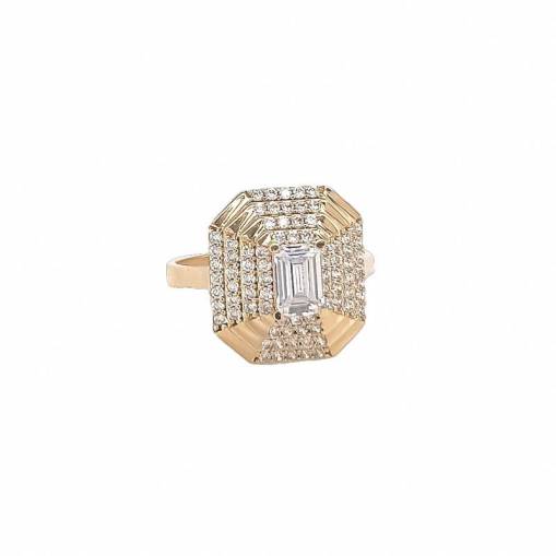 14k Altın Taşlı Piramit Yüzük - 3