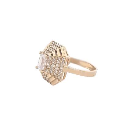 14k Altın Taşlı Piramit Yüzük - 4