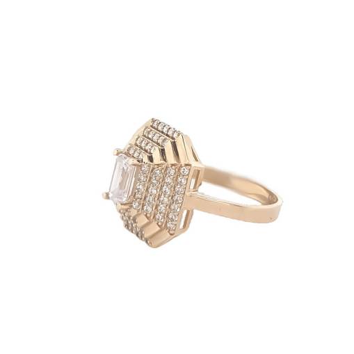 14k Altın Taşlı Piramit Yüzük - 4