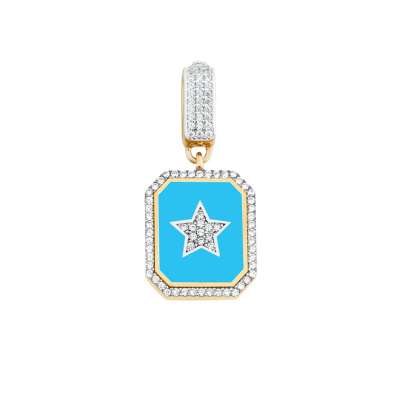 14k Altın Taşlı Yıldız Charm Kolye Ucu - ENGİNGOLD EMA