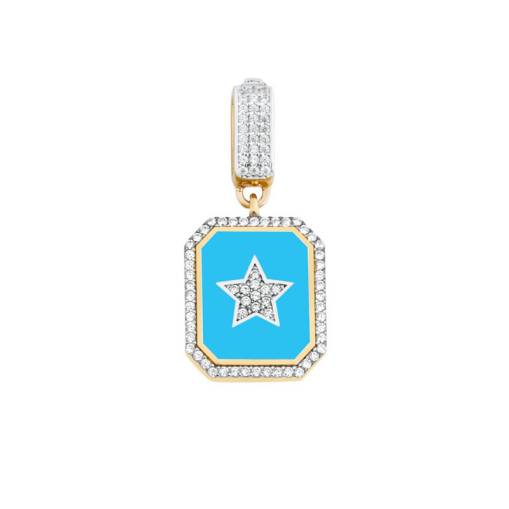 14k Altın Taşlı Yıldız Charm Kolye Ucu - 1