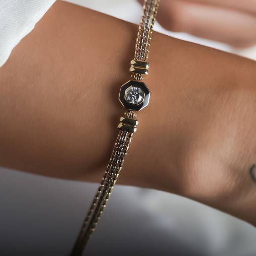 14k Altın Tektaş Mineli Bileklik - 2