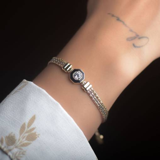 14k Altın Tektaş Mineli Bileklik - 4