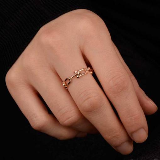 14k Altın Toplu Kilit Minimal Yüzük - 3