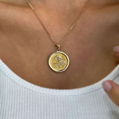14k Altın Tuğra Madalyon Kolye - 2