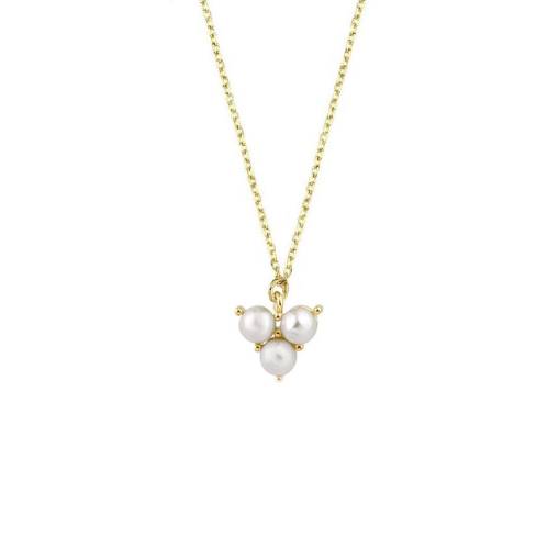 14k Altın Üç İncili Kolye - 1