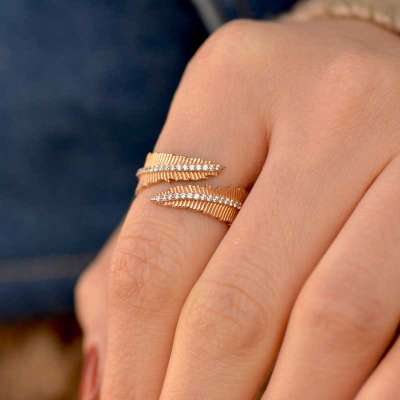14k Altın Yaprak Model Yüzük - 2