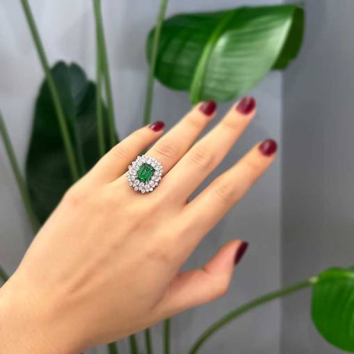 14k Altın Yeşil Taşlı Charlotte Yüzük - 1