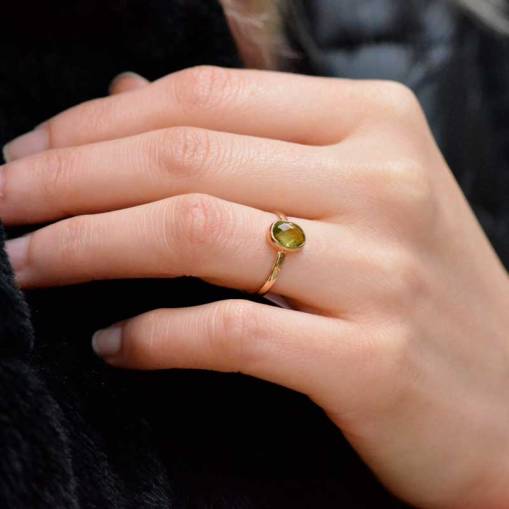 14k Altın Yeşil Topaz Taş Yüzük - 1
