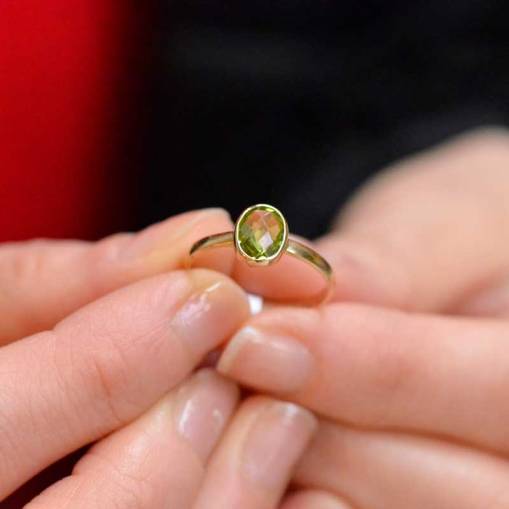 14k Altın Yeşil Topaz Taş Yüzük - 2