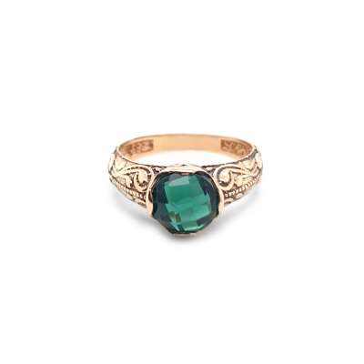 14k Altın Yeşil Topaz Taşlı Yüzük - 1