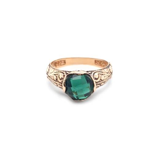 14k Altın Yeşil Topaz Taşlı Yüzük - 1