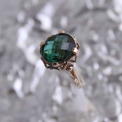 14k Altın Yeşil Topaz Taşlı Yüzük - ENGİNGOLD İZM