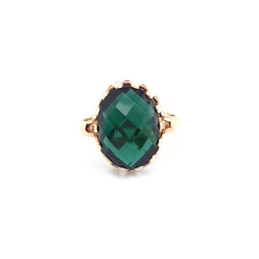 14k Altın Yeşil Topaz Taşlı Yüzük - 3