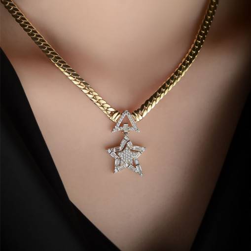 14k Altın Yıldız Işığı Gurmet Kolye - 1