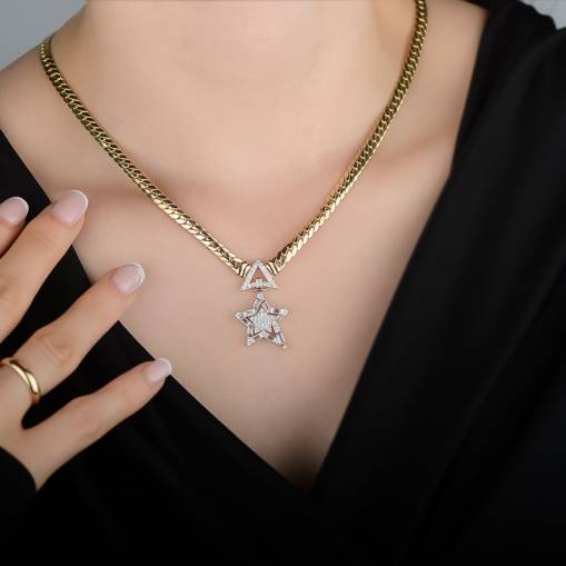 14k Altın Yıldız Işığı Gurmet Kolye - 2