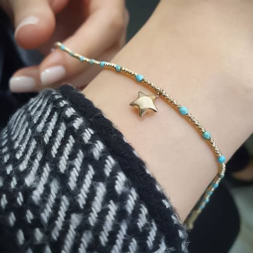 14k Altın Yıldızlı Dorika Bileklik - 1