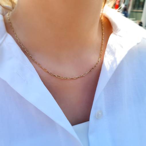 14k Altın Minimal Ataç Zincir Kolye - 2