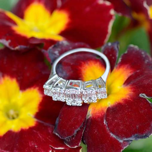 14k Baget 0.87ct Pırlanta Beştaş Yüzük - 2