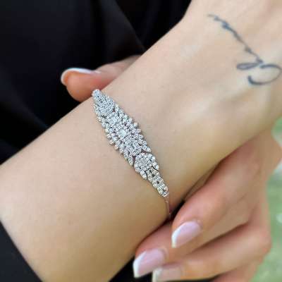 14k Beyaz Altın Taşlı Bileklik - ENGİNGOLD ANT