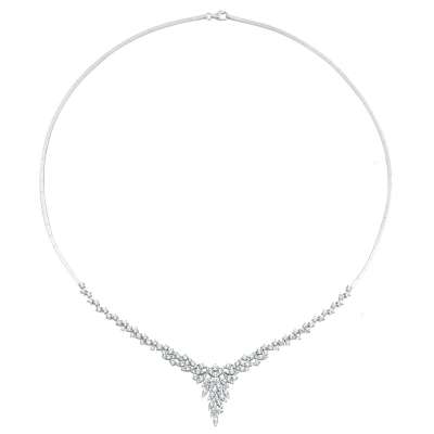 14K Beyaz Altın Taşlı Gerdanlık - 1